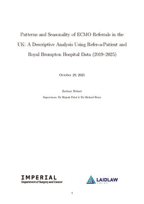Patterns and Seasonality of ECMO Referrals in the UK