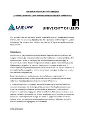 Reflective Report: Academic Freedom and Censorship in Biodiversity Conservation