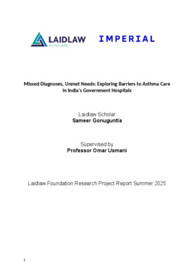Research Report - Missed Diagnoses, Unmet Needs: Exploring Barriers to Asthma Care in India's Government Hospitals