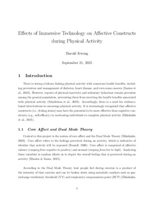 Effects of Immersive Technology on Affective Constructs during Physical Activity