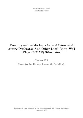 Creating and validating a Lateral Intercostal Artery Perforator And Other Local Chest Wall Flaps (LICAP) Stimulator