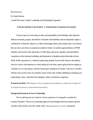 From the Scientist to the Intuitor: A Transformative Experience in Ecuador 