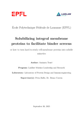 Research Report - Solubilizing integral membrane proteins to facilitate binder screens
