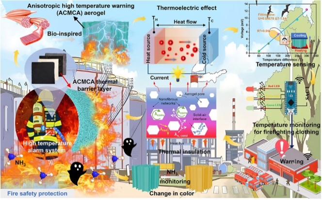 Muscle-Inspired Anisotropic Aramid Nanofibers Aerogel Exhibiting High-Efficiency Thermoelectric Conversion and Precise Temperature Monitoring for Firefighting Clothing