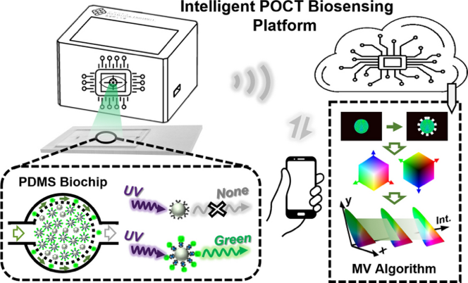 Intelligent Point‑of‑Care Biosensing Platform Based on Luminescent Nanoparticles and Microfluidic Biochip with Machine Vision Algorithm Analysis
