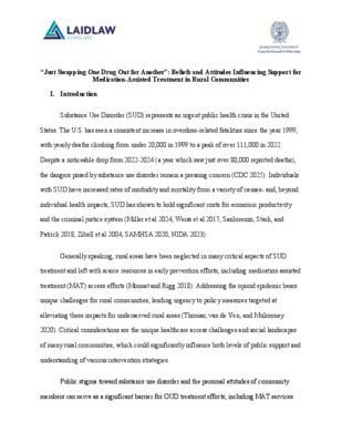 “Just Swapping One Drug Out for Another”: Beliefs and Attitudes Influencing Support for Medication-Assisted Treatment in Rural Communities