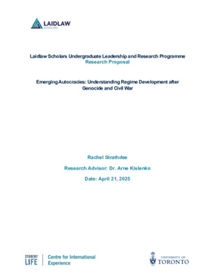 Project Outline: Emerging Autocracies: Understanding Regime Development after Genocide and Civil War