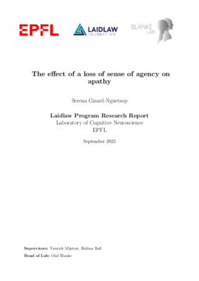 Research Report - The effect of a loss of sense of agency on apathy