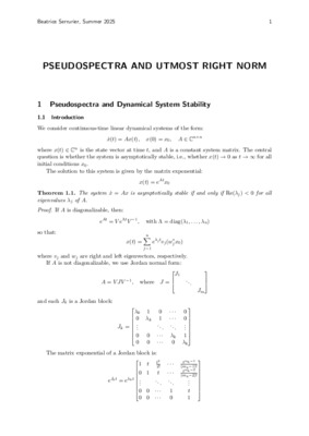 pseudospectra and utmost right norm report