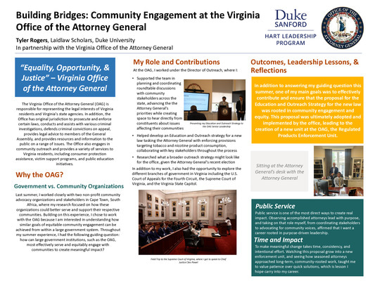 Building Bridges: Community Engagement at the Virginia Office of the Attorney General (Poster)