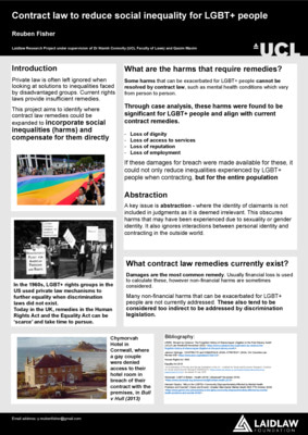 Can Contract Law be used to address LGBT+ social inequalities? RESEARCH POSTER