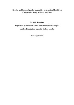 Gender- and Income-Specific Inequalities in Accessing Mobility in Kenya and Laos: Report