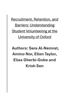 Recruitment, retention and barriers: understanding student volunteering at the University of Oxford
