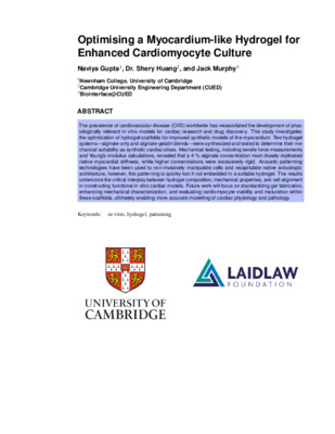 Research Report: Optimising a Myocardium-like Hydrogel for Enhanced Cardiomyocyte Culture