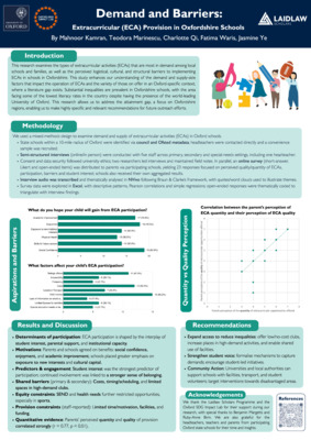 'Demand and Barriers: Extracurricular (ECA) Provision in Oxfordshire Schools' Research Poster