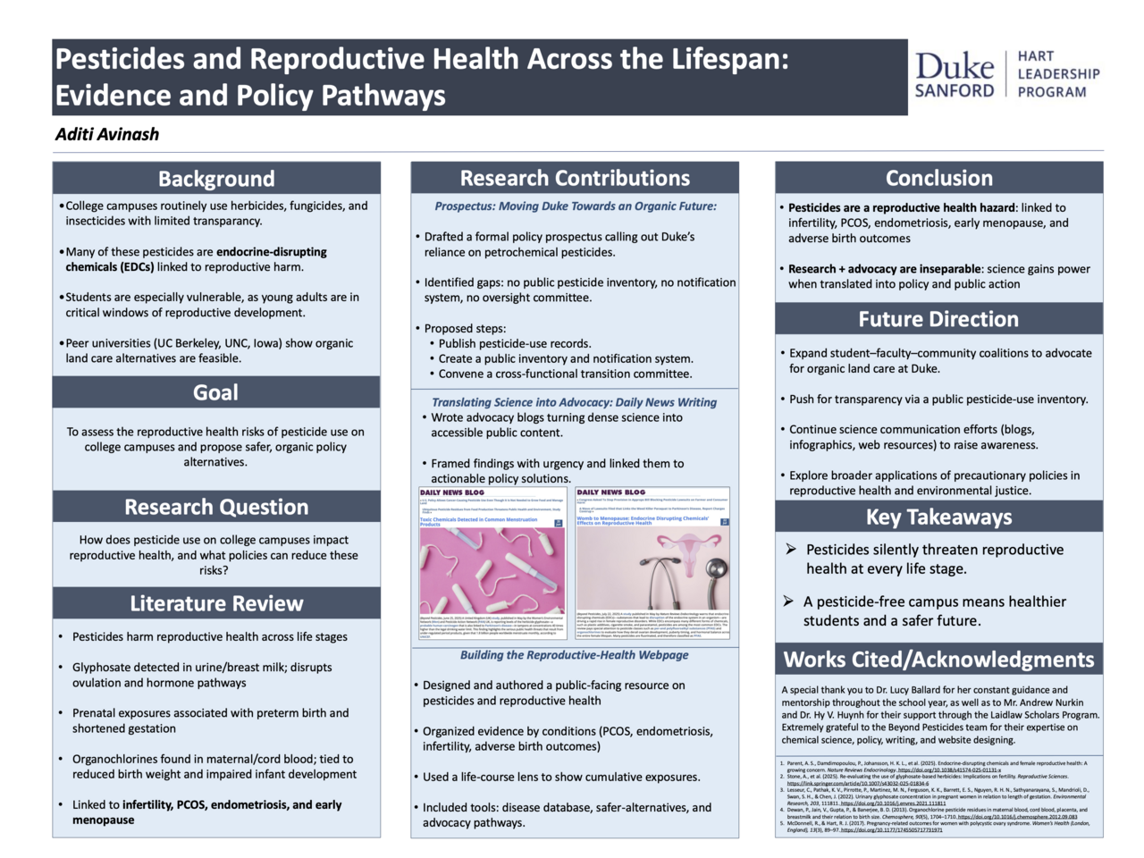 Research Poster:  Pesticides and Reproductive Health Across the Lifespan: Evidence and Policy Pathways