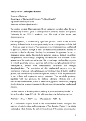 The Pyruvate Carboxylase Paradox