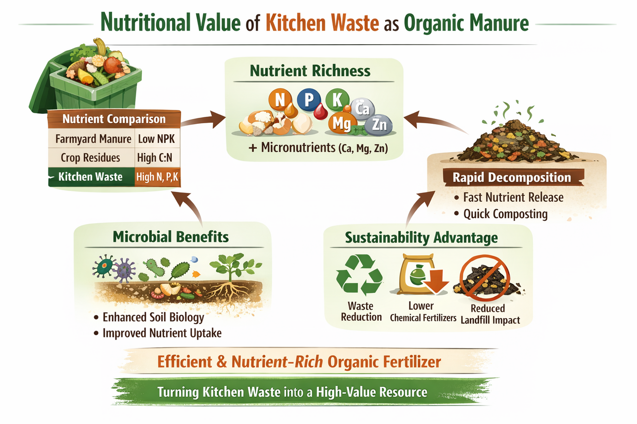Kitchen Waste as a Nutrient-Dense Organic Manure: An Underutilized Resource for Sustainable Agriculture