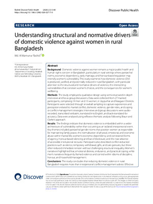 Understanding structural and normative drivers of domestic violence against women in rural Bangladesh