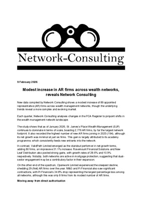 Modest increase in AR firms across wealth networks reveals Network Consulting Services