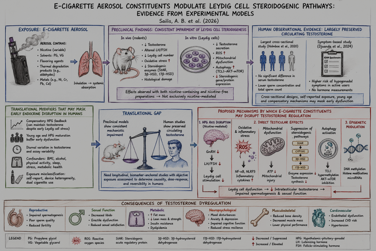 How e-cigarette aerosols may impair Leydig cell steroidogenesis