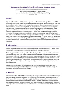Hippocampal Acetylcholine Signalling and Running Speed