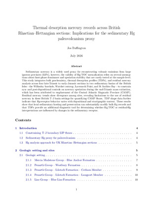 Thermal desorption mercury records across British Rhaetian–Hettangian sections: Implications for the sedimentary Hg paleovolcanism proxy