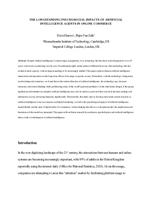 The Longstanding Psychosocial Impacts of Artificial Intelligence Agents in Online Commerce