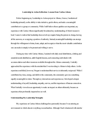 Leadership in Action Reflection Essay!