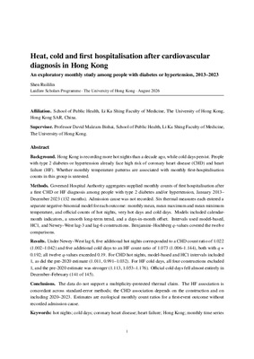 Heat, cold and first hospitalisation after cardiovascular diagnosis in Hong Kong