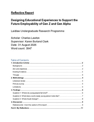 Laidlaw Relective Report