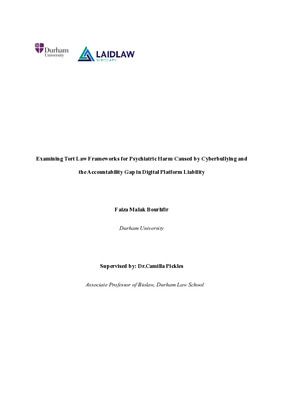 Examining Tort Law Frameworks for Psychiatric Harm Caused by Cyberbullying and the Accountability Gap in Digital Platform Liability