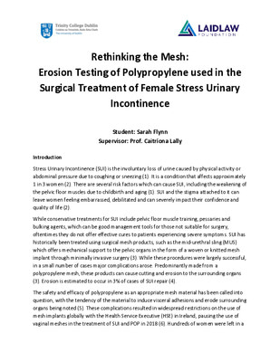 Rethinking the Mesh: Erosion Testing of Polypropylene used in the Surgical Treatment of Female Stress Urinary Incontinence
