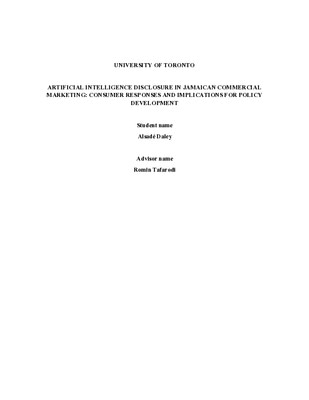 Laidlaw Research Proposal 2026 - Artificial Intelligence Disclosure in Jamaican Commercial Marketing