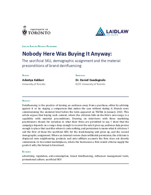 Nobody Here Was Buying It Anyway: The sacrificial SKU, demographic assignment and the material preconditions of brand deinfluencing