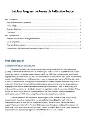 Research Report: Researching and Sharing Voices from the Feminist Art Making Histories Oral History Archive 