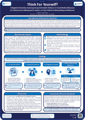 Research Poster - Delegated Citizenship: Exploring Young Irish Adults’ Reliance on Social Media Influencers for Political Sense-Making and Its Impact on Their Political Understanding and Behaviour