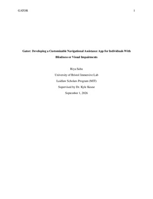 (Report) Gator: Developing a Customized Navigational Assistance App for Individuals With Blindness or Visual Impairments