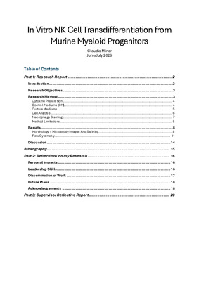 Research Report: In Vitro NK Cell Transdifferentiation from Murine Myeloid Progenitors