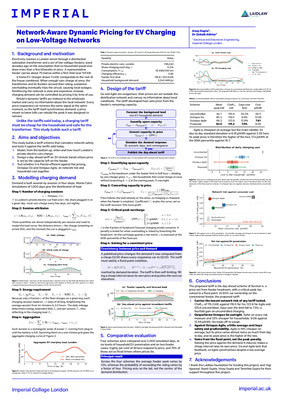 Research Poster: Network-Aware Dynamic Pricing for EV Charging on Low-Voltage Networks