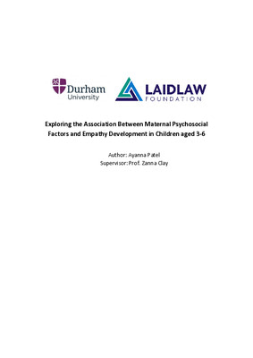 Research Paper: Exploring the Association Between Maternal Psychosocial Factors and Empathy Development in Children Aged 3-6
