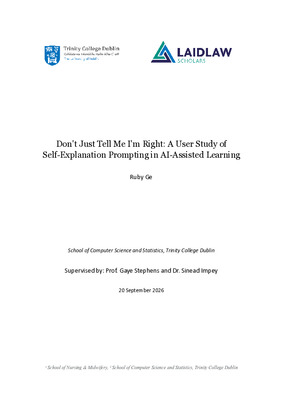 Don't Just Tell Me I'm Right: A User Study of Self-Explanation Prompting in AI-Assisted Learning