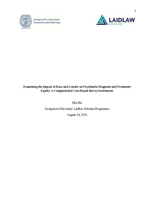 Research Essay: the Impact of Race and Gender on Psychiatric Diagnosis and Treatment Equity