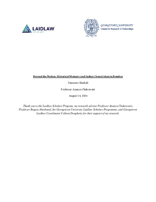 Research Paper: Beyond the Nation: Historical Memory and Indian Ocean Islam in Bombay 