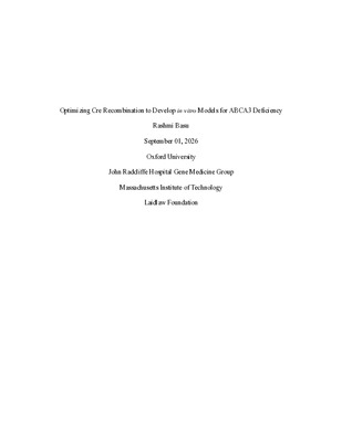 Optimizing Cre Recombination to Develop in vitro Models for ABCA3 Deficiency