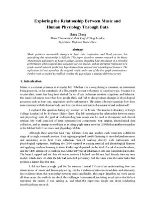 Exploring the Relationship Between Music and Human Physiology Through Data 