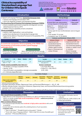 Research Poster: Clinical Acceptability of Standardized Language Tests for Children Who Speak Cantonese