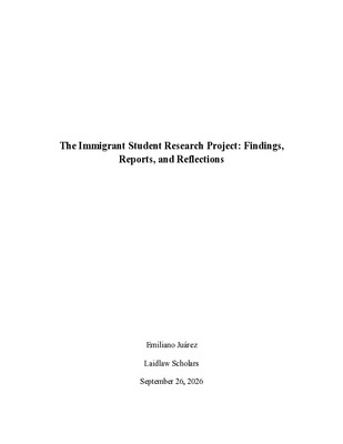 Immigrant Student Research Project Reflection Essay