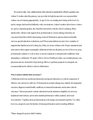 We need to talk: why collaboration with schools is essential for effective patient care 