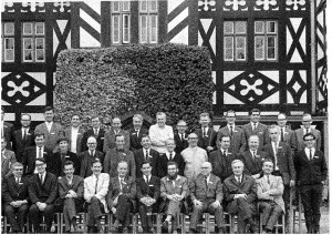 Participants of the 1969 Gregynog Natural Products Symposium. Cedric Hassall is the second person on the left seated. Courtesy of Professor Timothy Bugg.